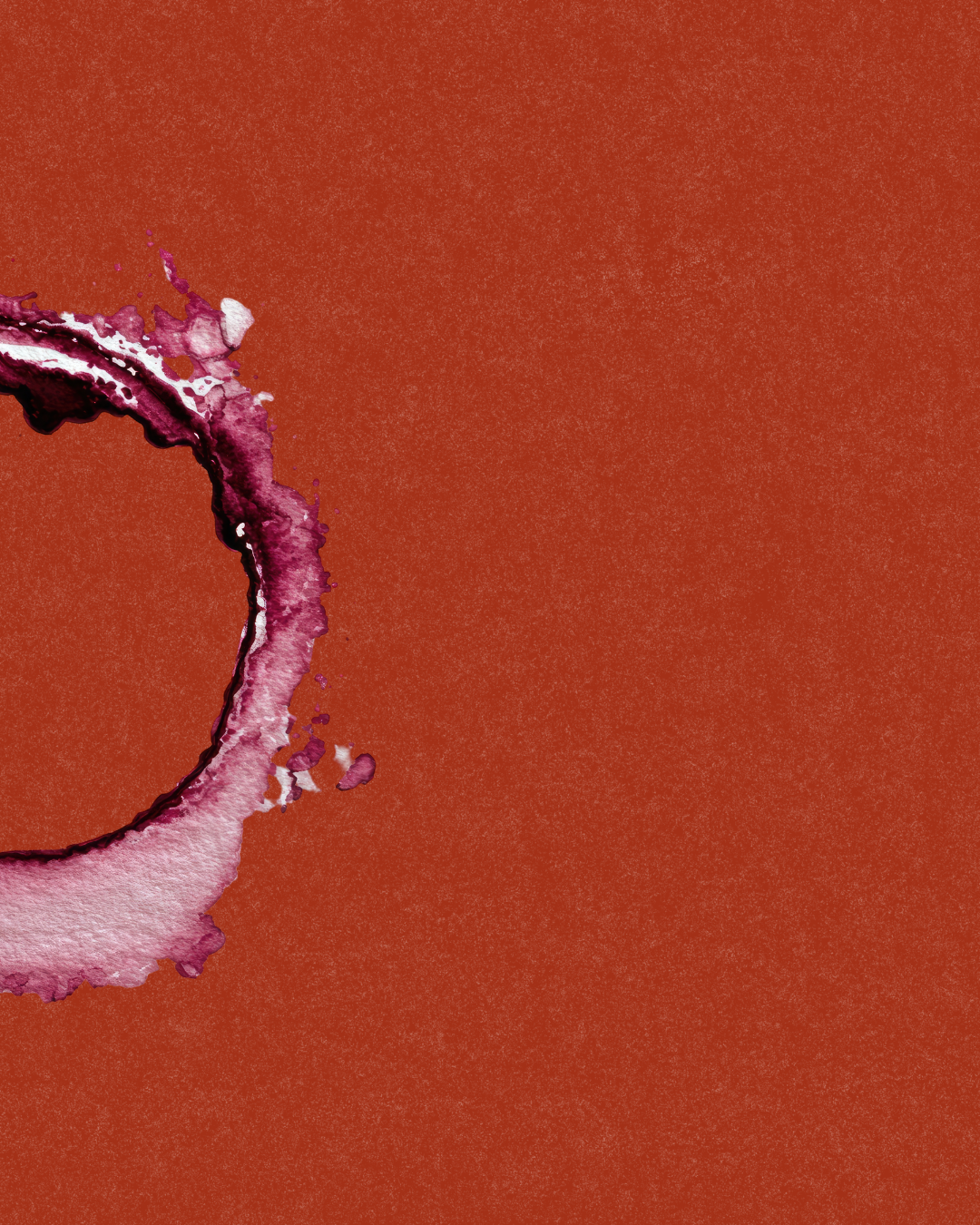 An ilutration of Annabel's Wine Bar theam colour on the background and the wine drop stain