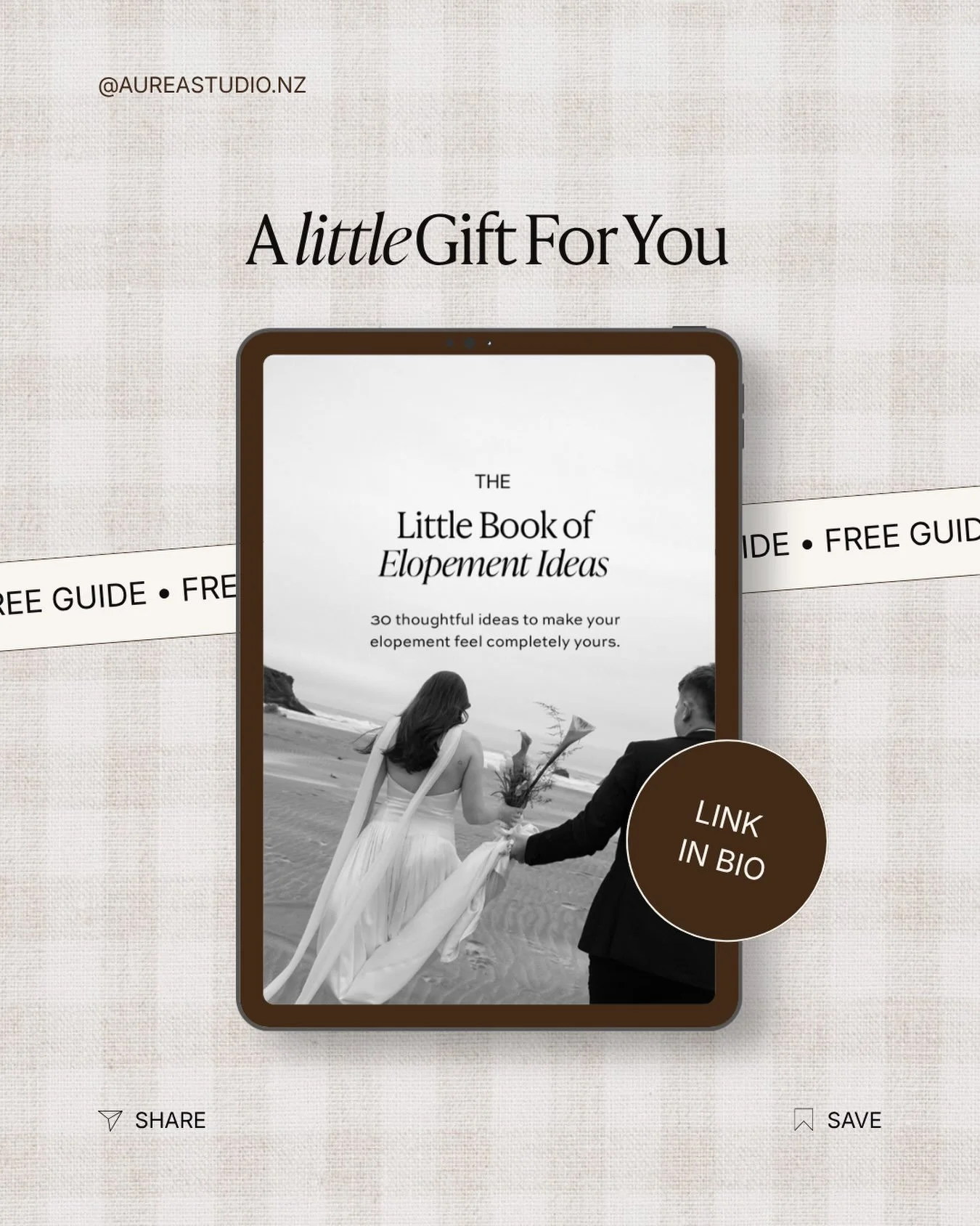 I&rsquo;ve made something for you ☀️

The Little Book of Elopement Ideas is filled with 30 thoughtful ideas for creating a wedding day that feels personal, intentional and completely your own.

Some are romantic. Some are fun. Some are incredibly sim