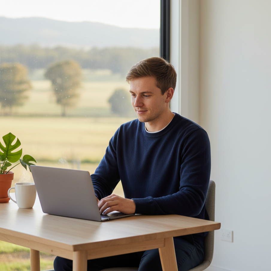 Student working on laptop