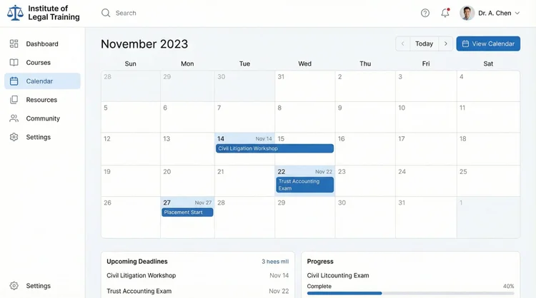 Course calendar interface