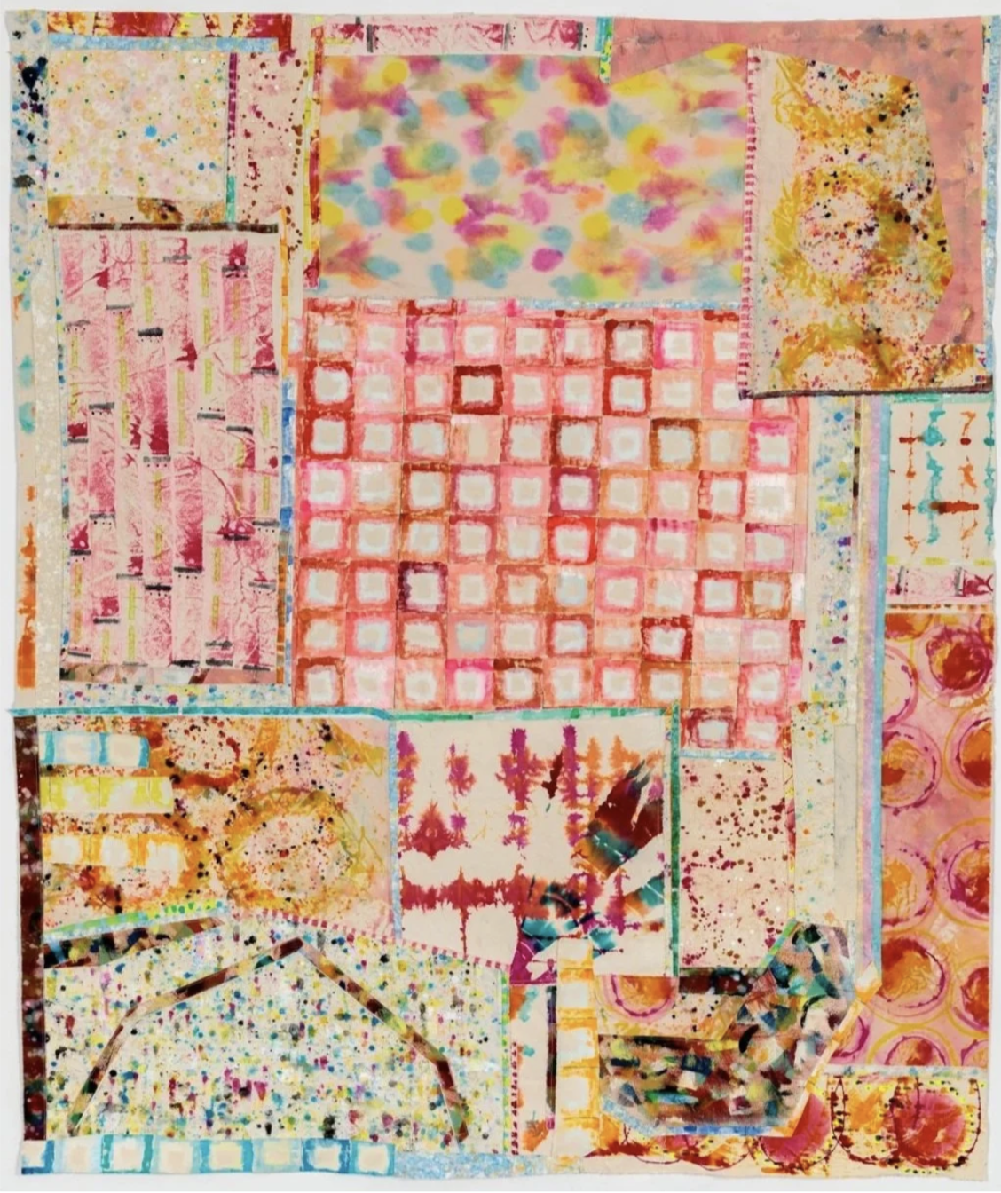 Pinky | 2022 | Oil, fabric dyes, canvas, thread | 82 x 69" |$13,500