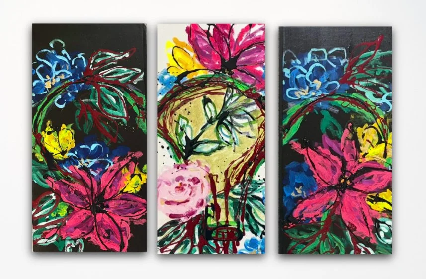 Transition. 2025. Triptych. Enamel and Gouache on Canvas. 50cm x 70cm. Unframed.