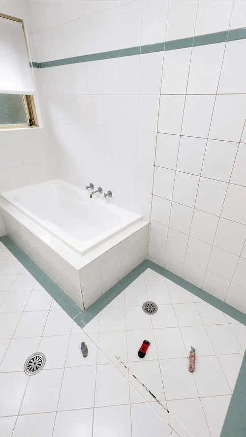 Bathroom before tile repair