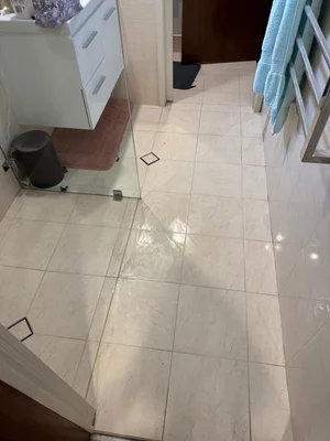 Bathroom floor tile repair completed