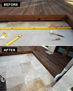 Natural stone floor before and after
