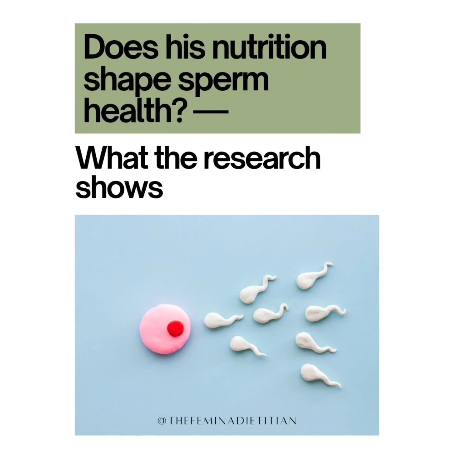 Sperm health is SO important when it comes to fertility.

Research links nutrients like omega-3s, zinc, selenium and antioxidants to improved markers of sperm quality. 

Fertility nutrition is made for two.

Comment fertility for the checklist built 