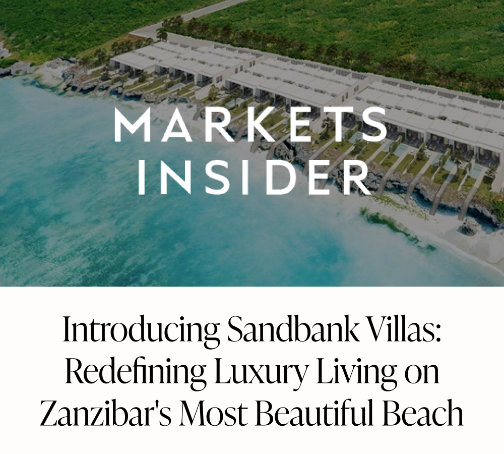 Markets Insider article featuring Sandbank Villas, redefining luxury living on Zanzibar’s coastline.