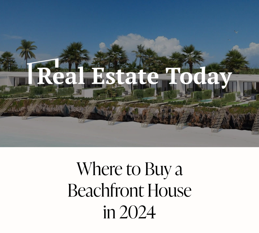 Real Estate Today feature on buying beachfront homes in 2024, showing Sandbank Villas, Zanzibar.