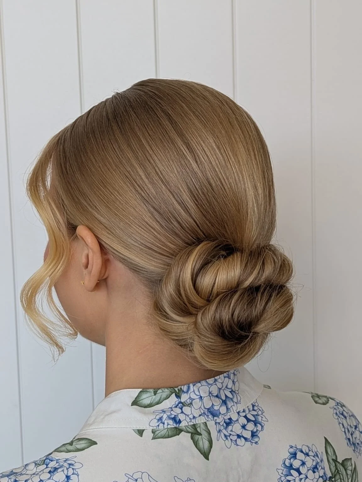A soft low bun for our bride Hannah, such a classic, beautiful style.