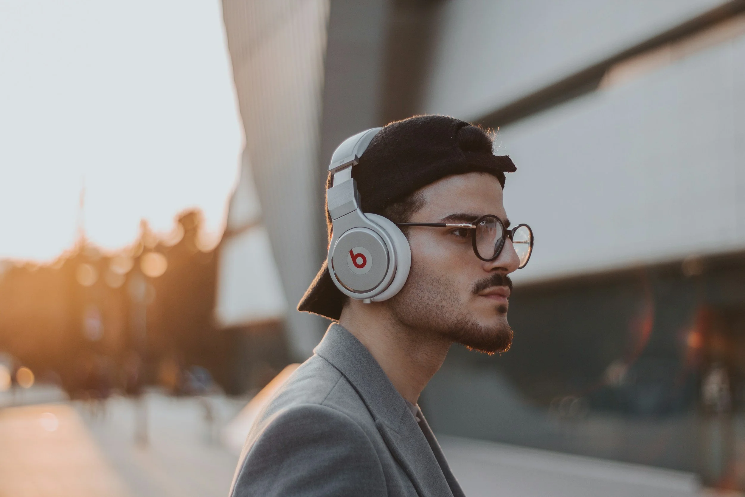 Man listening to a walking tour app