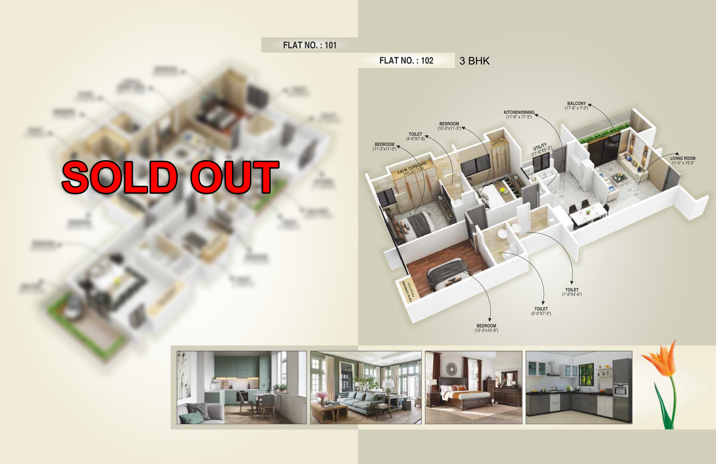 3 BHK 3D View