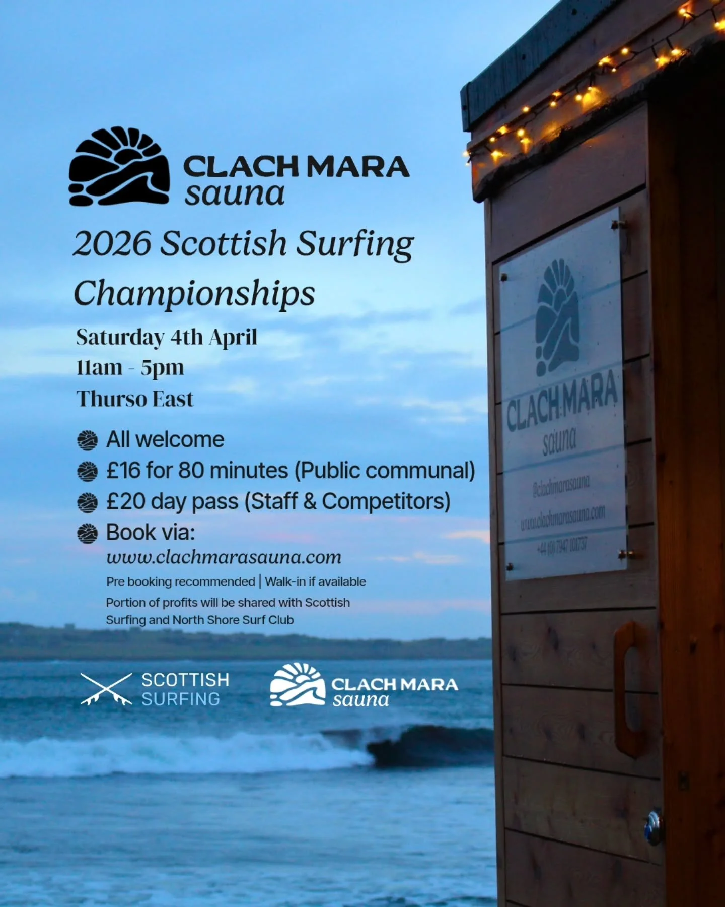 Delighted to be heading for a last minute pop up at the Scottish Surfing Championships on Saturday 🔥🌊

The sauna wasn't quite ready for the event this time last year, but excited to make it now! Its a unique opportunity to try the sauna in a differ