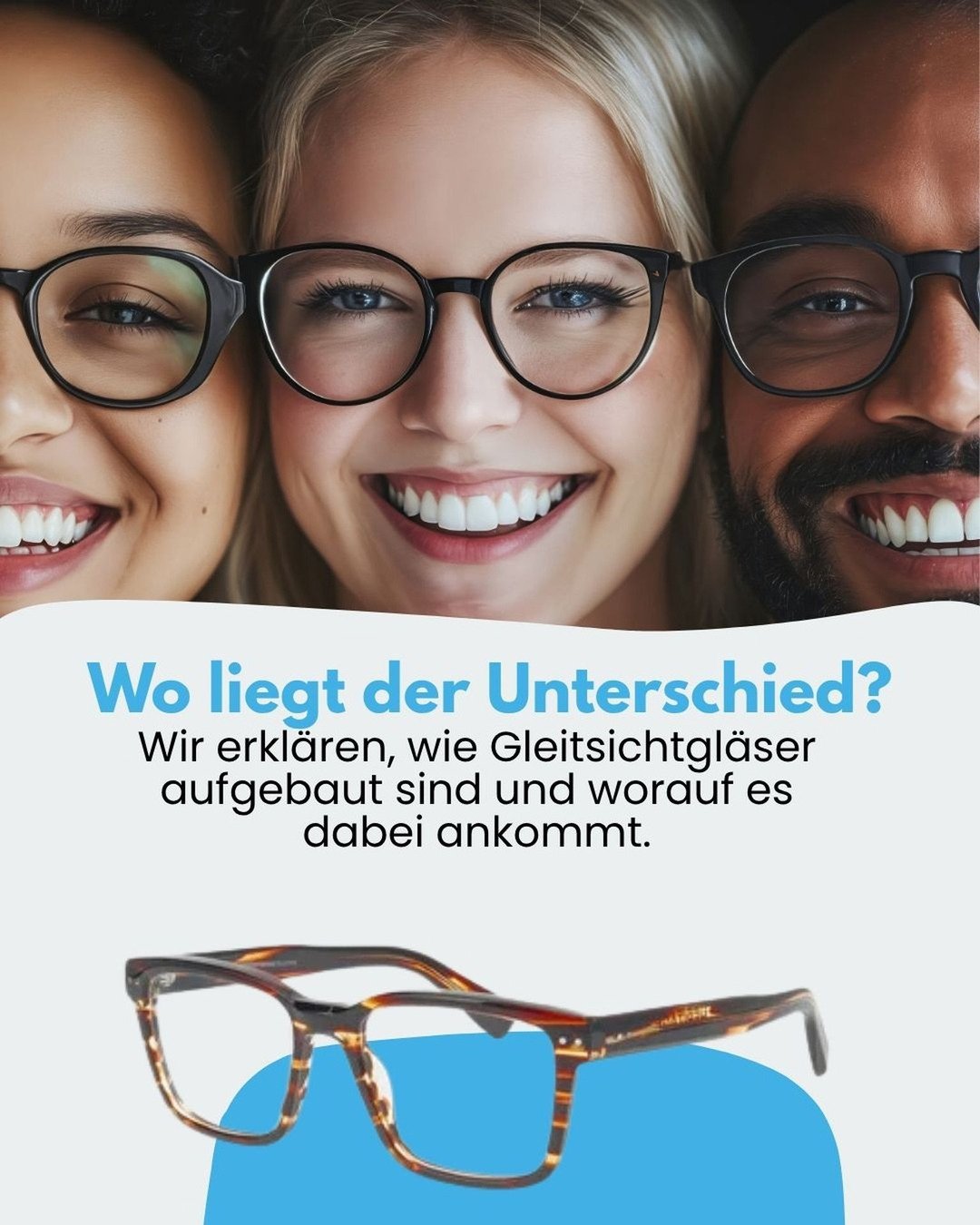 👁️✨ Gleitsicht ist nicht gleich Gleitsicht!

Der Unterschied liegt im Detail &ndash; und du siehst ihn bei jedem Blick.
👉 Einfache Gleitsichtgl&auml;ser haben kleinere Sehbereiche &ndash; das bedeutet, du musst den Kopf h&auml;ufiger bewegen, um al