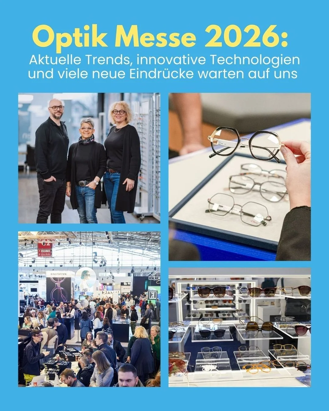 ✈️👓 Wir sind unterwegs f&uuml;r euch!

Am kommenden Wochenende sind wir auf der internationalen Optikmesse in M&uuml;nchen.
Dort informieren wir uns &uuml;ber die neuesten Trends, innovative Technologien und spannende Neuheiten aus der Welt der Opti