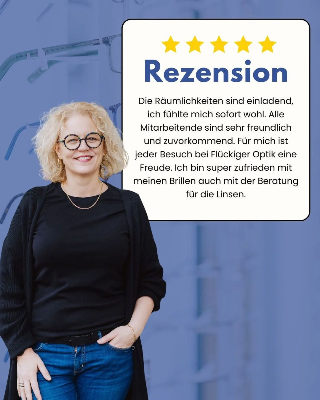 ⭐️⭐️⭐️⭐️⭐️ Danke f&uuml;r dieses wunderbare Feedback!

Solche R&uuml;ckmeldungen bedeuten uns unglaublich viel.
Ein Ort, an dem man sich wohlf&uuml;hlt.
Ein Team, das sich Zeit nimmt.
Und eine Beratung, die wirklich passt &ndash; egal ob Brille oder 