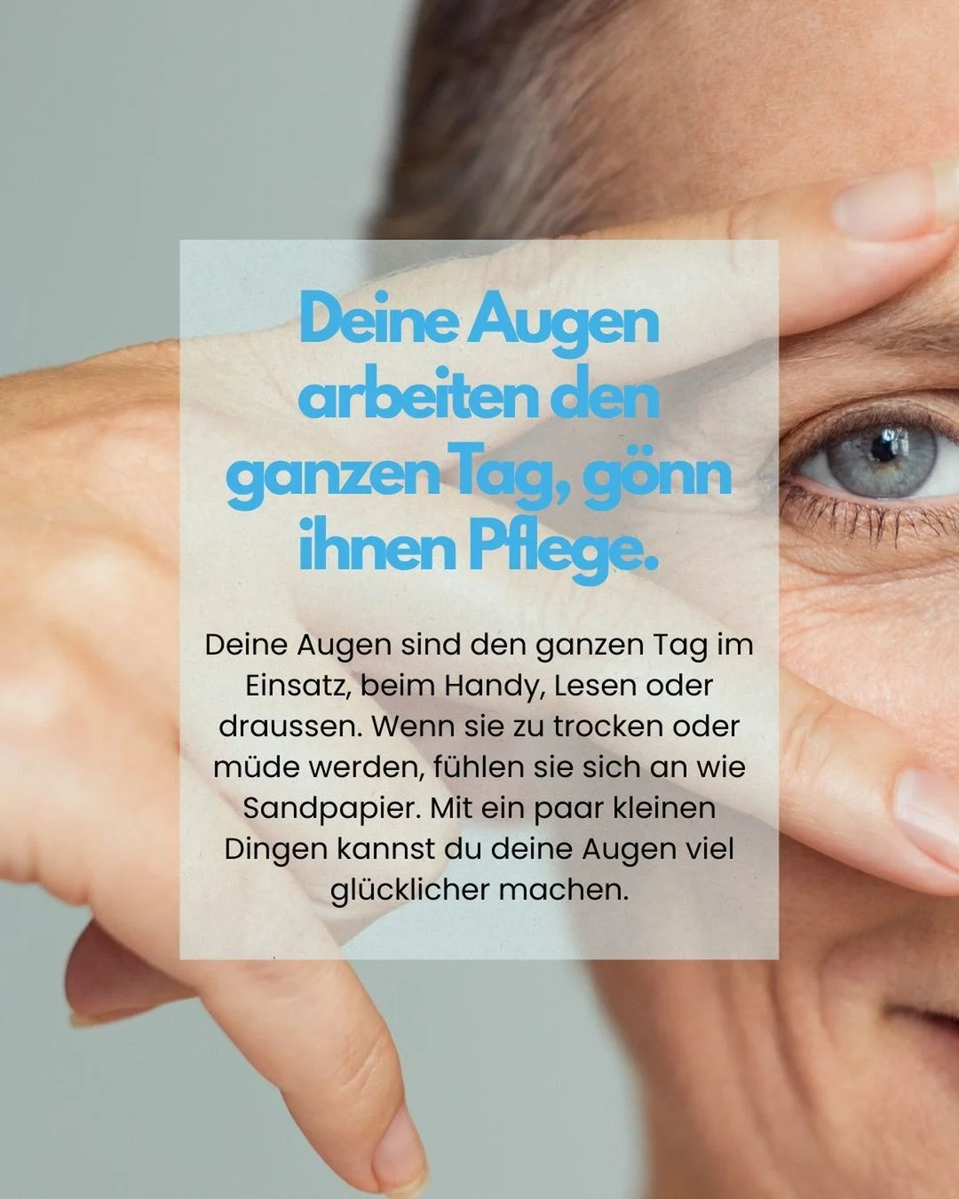 G&ouml;nn deinen Augen eine kleine Pause 👀💧

Unsere Augen leisten jeden Tag Schwerstarbeit &ndash; Bildschirm, Handy, Lesen, trockene Luft. Kein Wunder, wenn sie sich m&uuml;de, trocken oder gereizt anf&uuml;hlen. Mit ein paar einfachen Tricks, kle