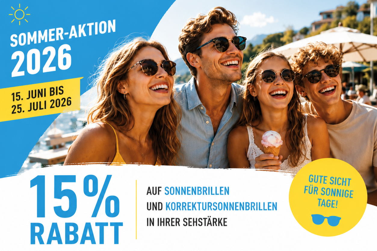 Sommer-Aktion: 15 % Rabatt auf Sonnenbrillen