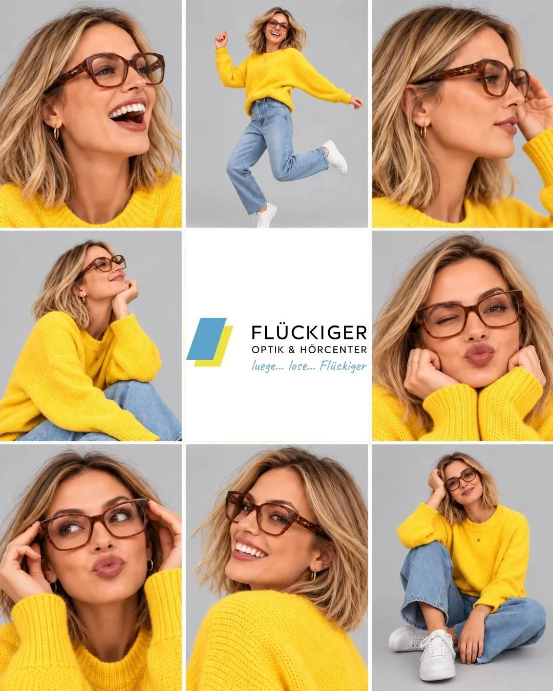 Graue Tage? Nicht mit uns! 💛👓 

Wenn es draussen k&auml;lter und die Tage k&uuml;rzer werden, darf dein Look ruhig etwas mehr Farbe vertragen! 🍂✨

Ob ein kuscheliger Pullover in leuchtendem Gelb, eine Brille in warmen Braunt&ouml;nen oder eine auf