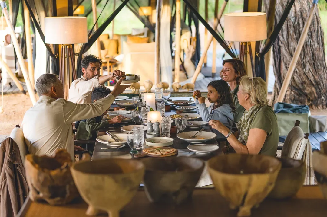Family friendly dining table at Mila Tented Camp in the Serengeti
