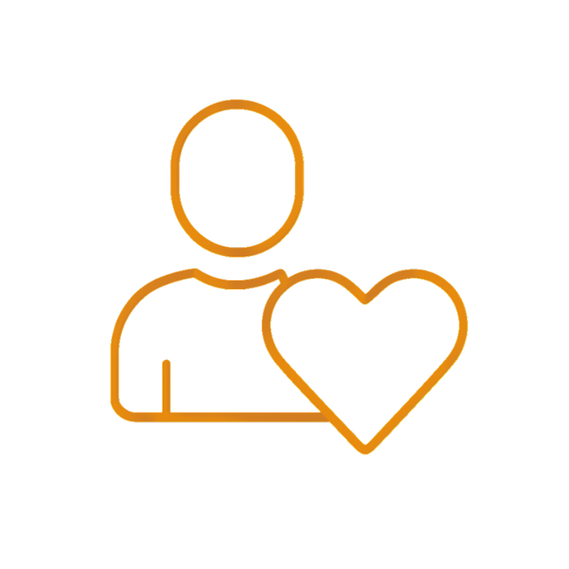 Outline of a person with a heart symbol overlapping the chest area, depicted in orange, yellow, and red colors.