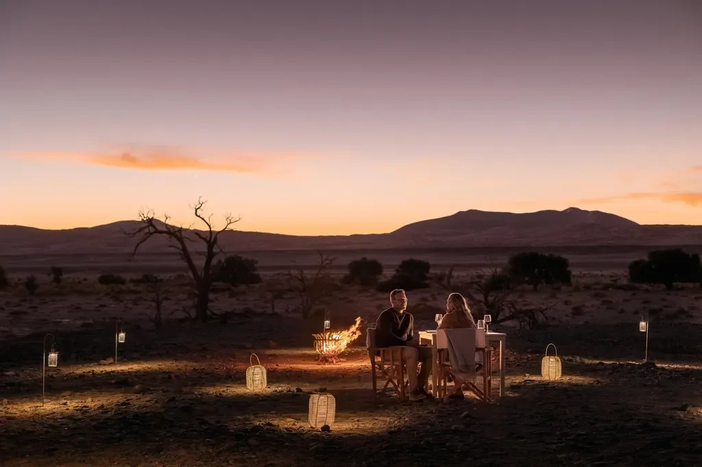 Private lantern lit bush dinner for two at Kulala Desert Lodge in Sossusvlei
