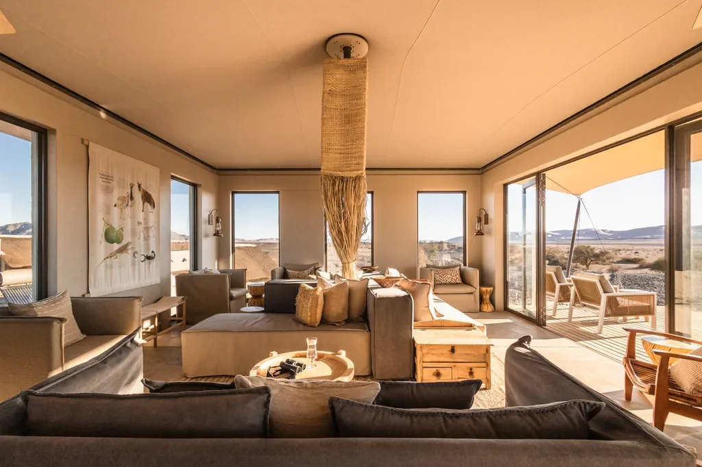 Kulala Desert Lodge main lounge with panoramic desert views