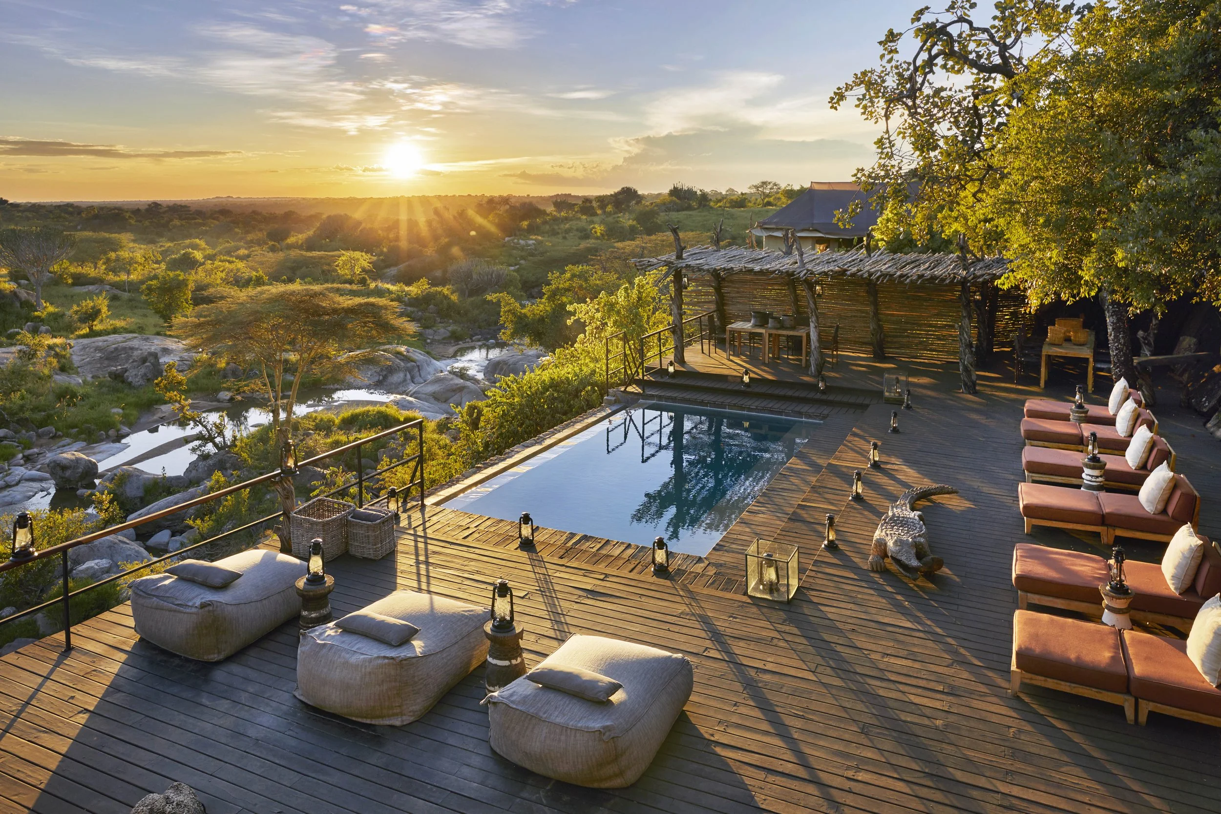 Mwiba Lodge - pool area at sunset.jpg