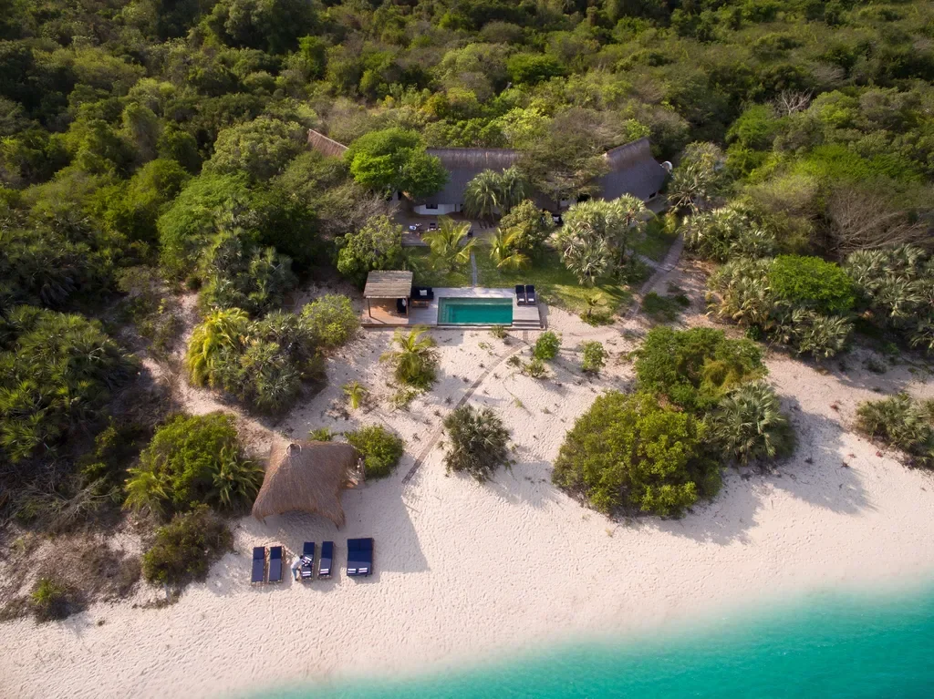 Casa Familia aerial view on the beach – andBeyond Benguerra Island, Mozambique
