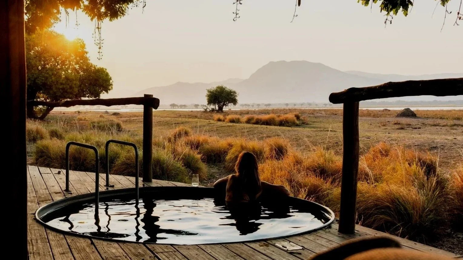 Private plunge pool with river views at Nyamatusi Mahogany, Mana Pools, Zimbabwe