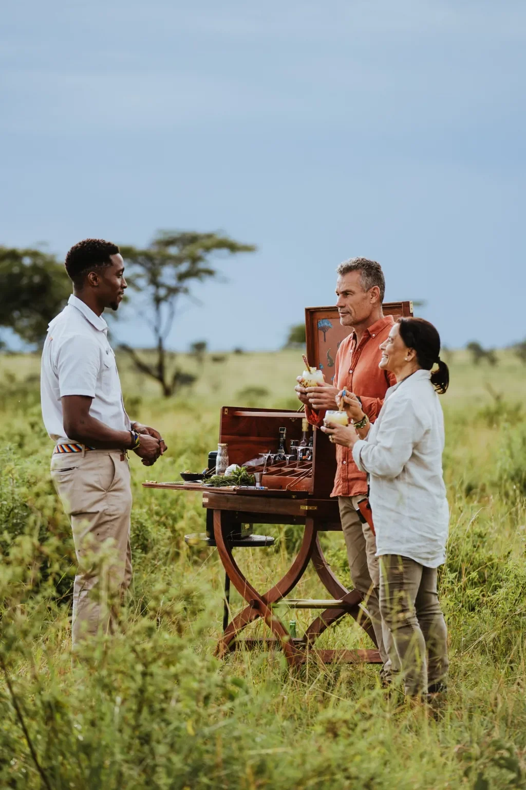 Private sundowners with Usawa guide at a field bar on the Serengeti grasslands