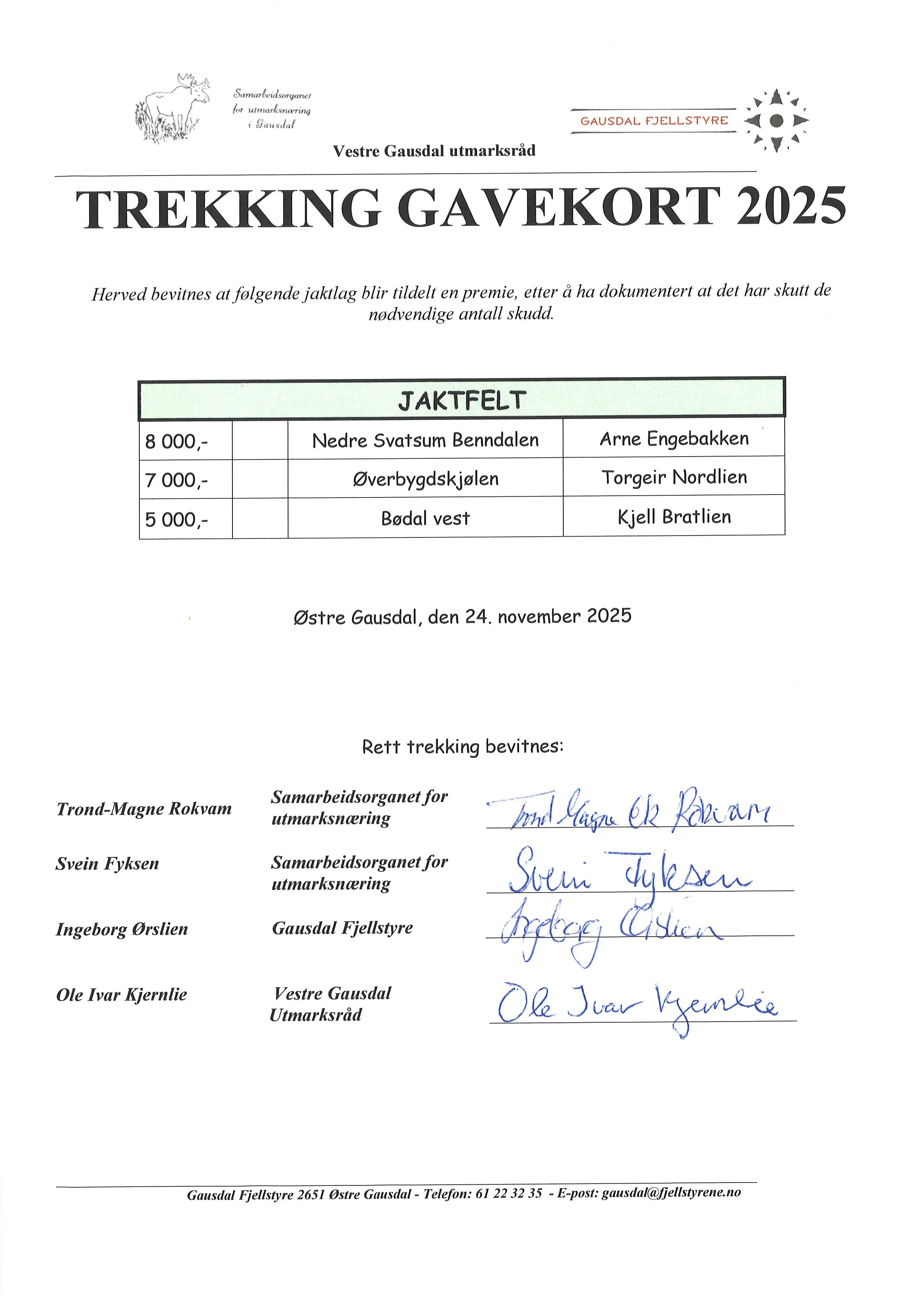 Vinnere av 100 skuddspremier 2025