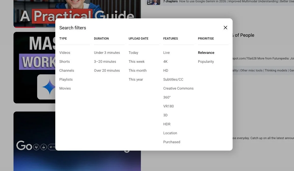 Why did YouTube remove the "last hour" filter?