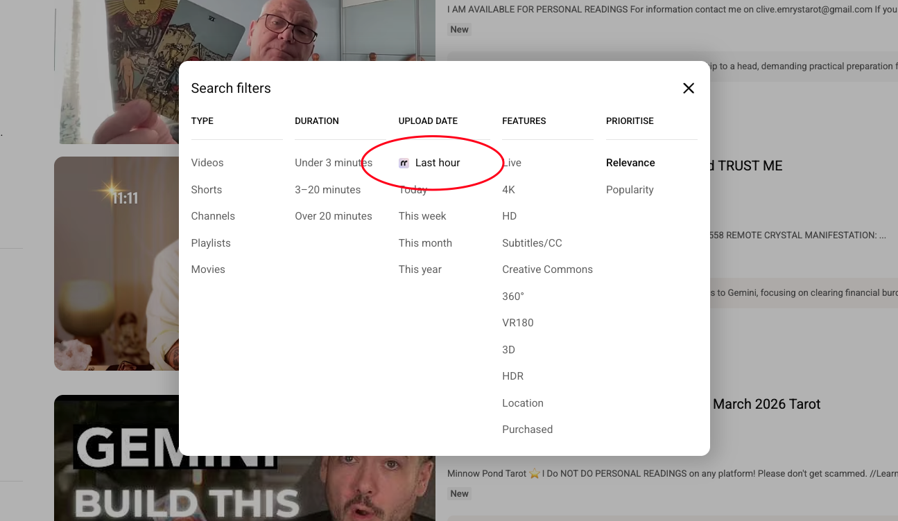 YouTube’s last hour filter is back: March 2026 update