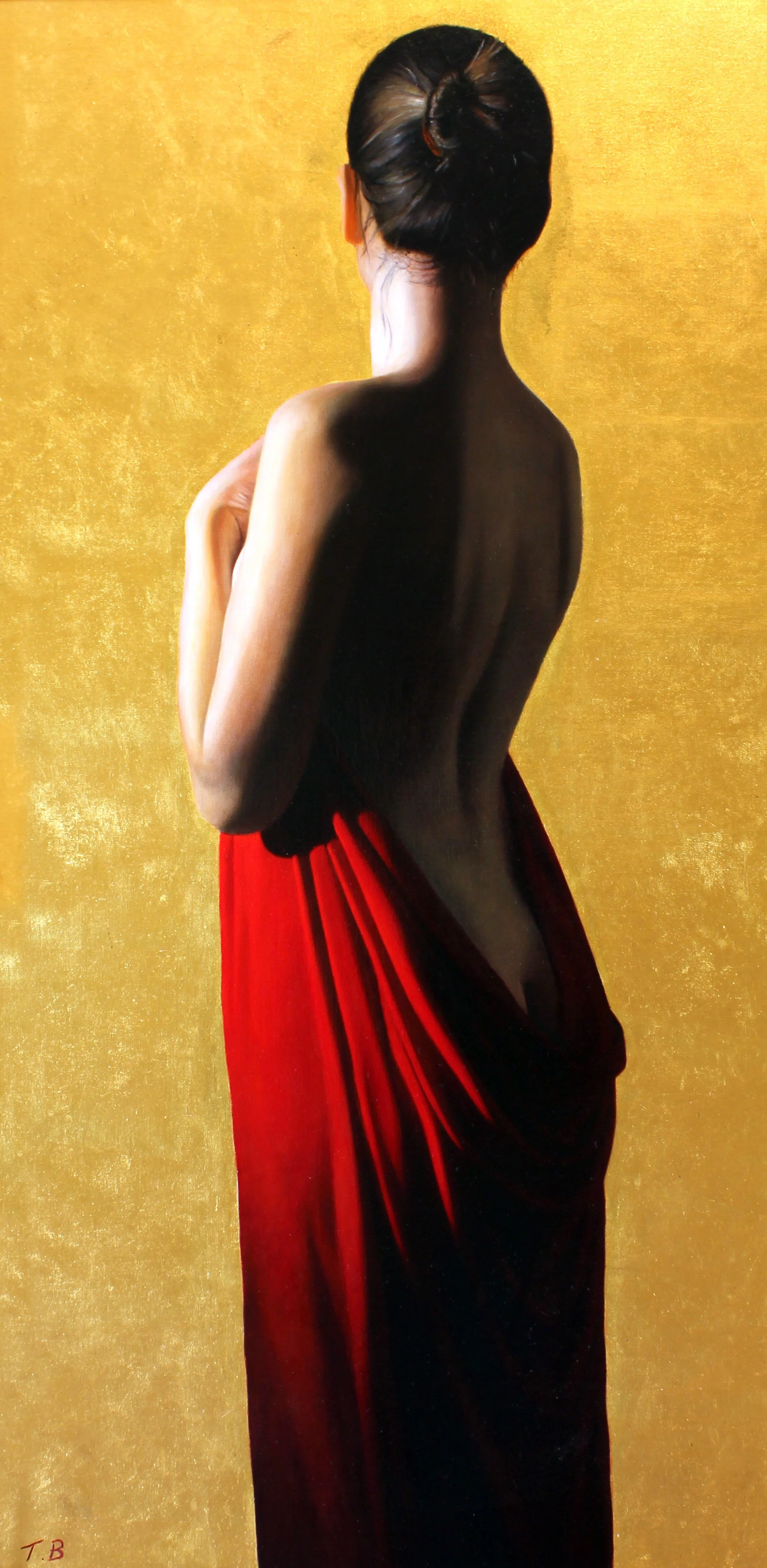Girl with red drape, 100 x 50 cm, Available