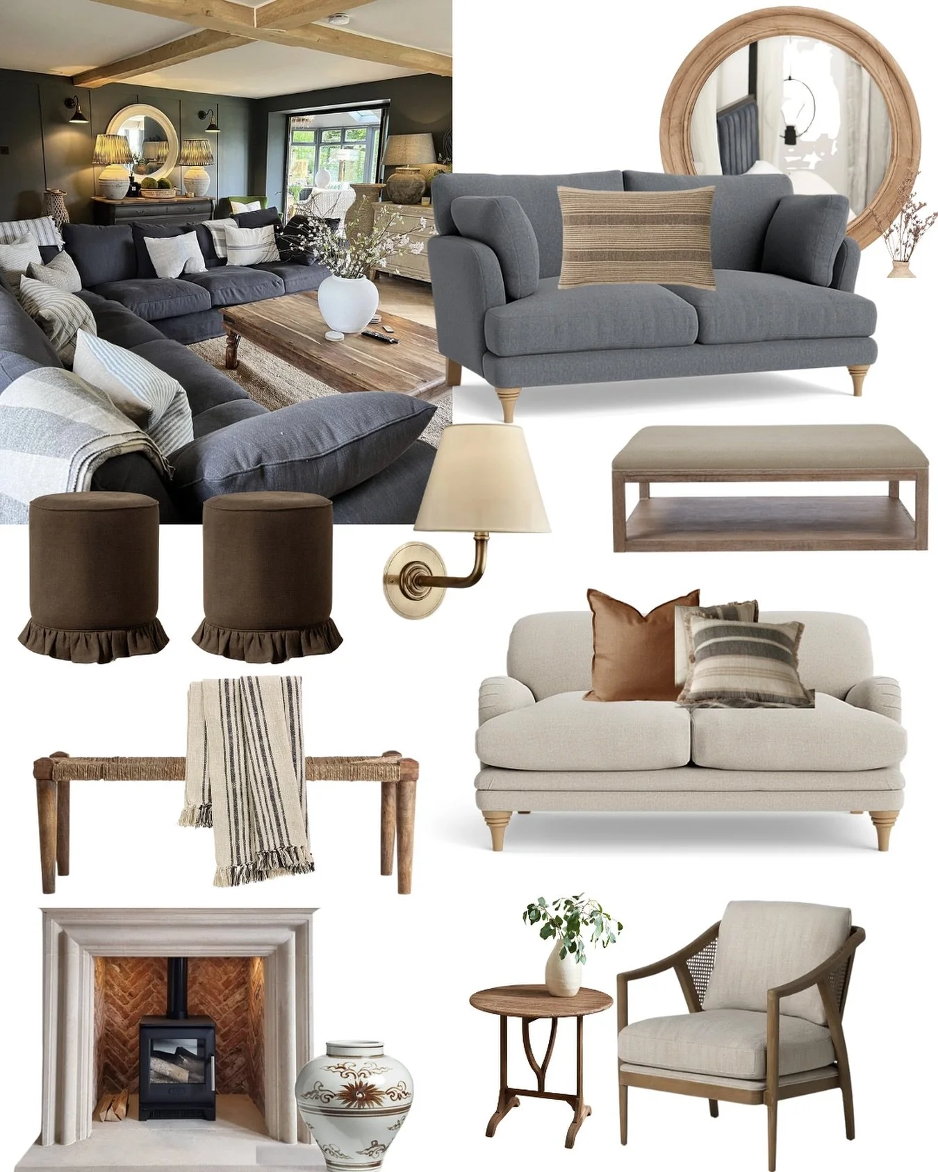 A little inspiration mood board today ✨ Warm tones paired with a lovely dark blue-grey, always giving that timeless @neptunehomeofficial vibe 🤍

Isn&rsquo;t it beautiful? 🙏🏻

#housebycharlie #interiorinspo #interiorstyling #interiordesign #homesty