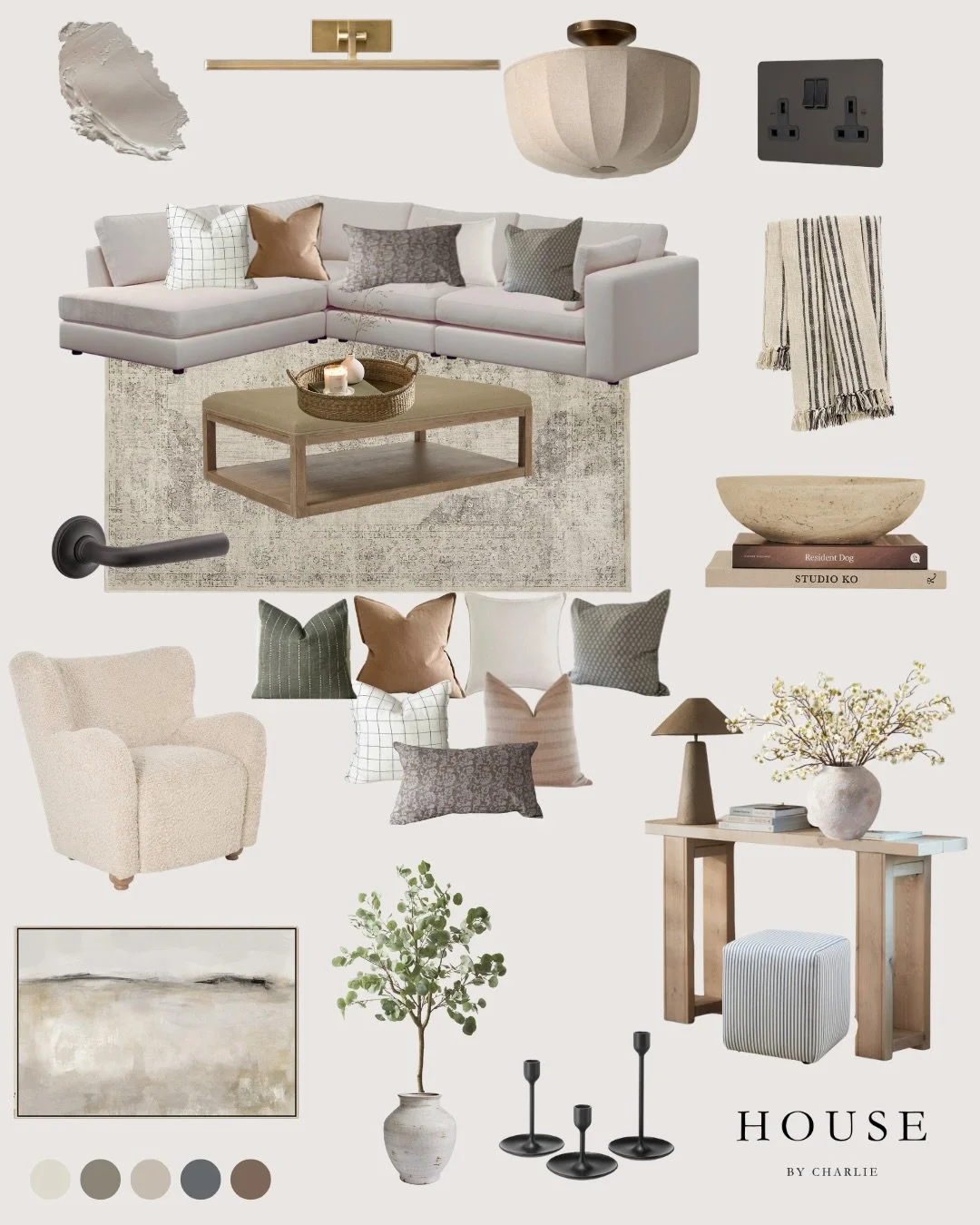 A recent client lounge design &mdash; the brief was bright and clean, but still cosy, warm and full of texture. We pulled inspiration from some favourite designers like @puresaltinteriors , @sohohome , @studiomcgee and @rh_restorationhardware to crea