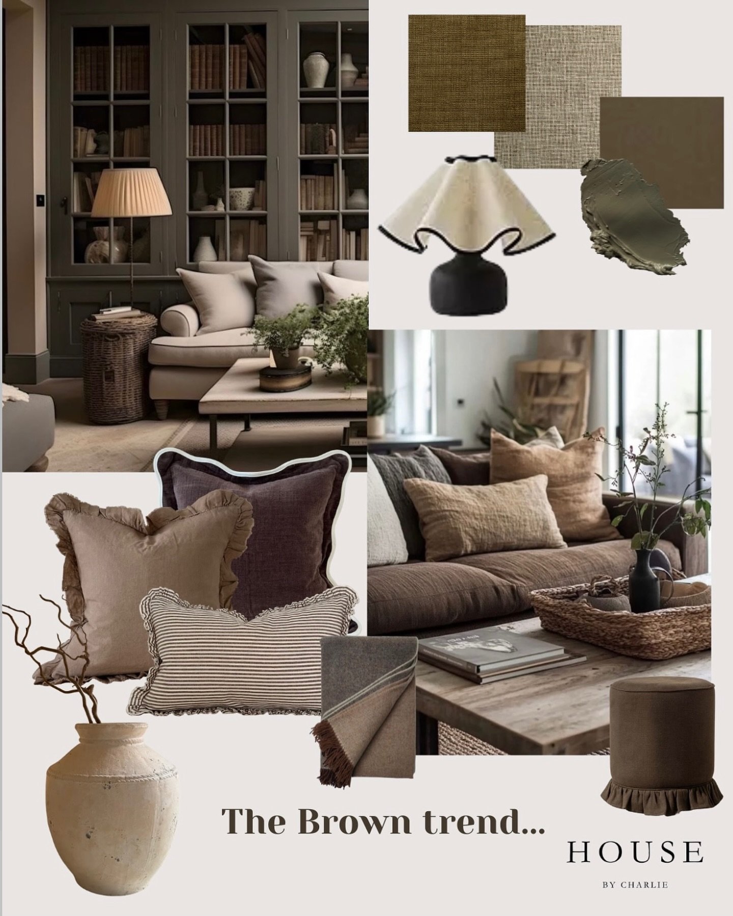 Lots of you loved this brown trend mood board I shared recently, so as promised here&rsquo;s where you might find a few of the pieces featured within it 🤎

&bull; The brown cushion trio &ndash; @ellenvaleinteriors 
&bull; The brown footstool &ndash;