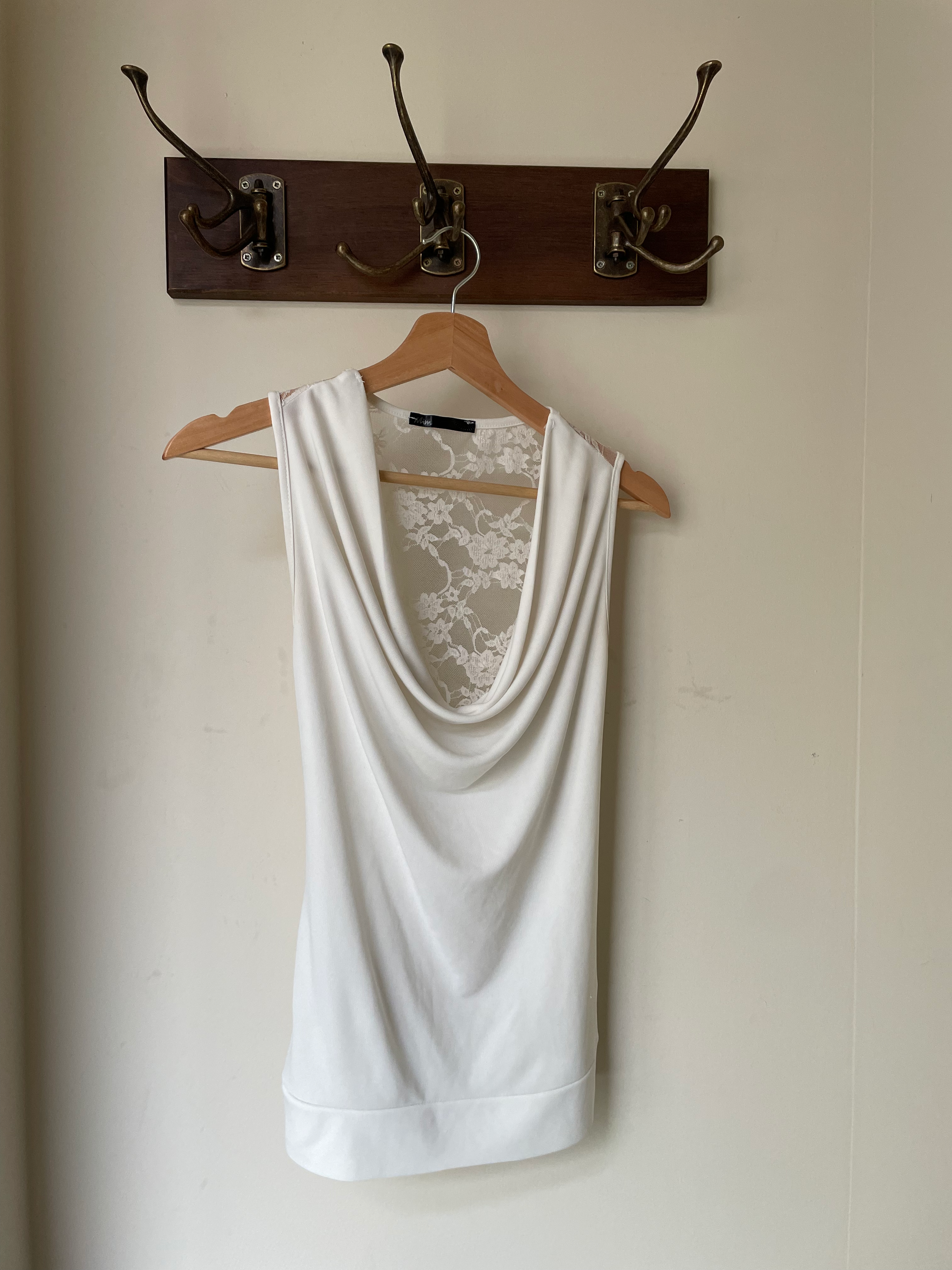 Ivory Draped Lace Back Top