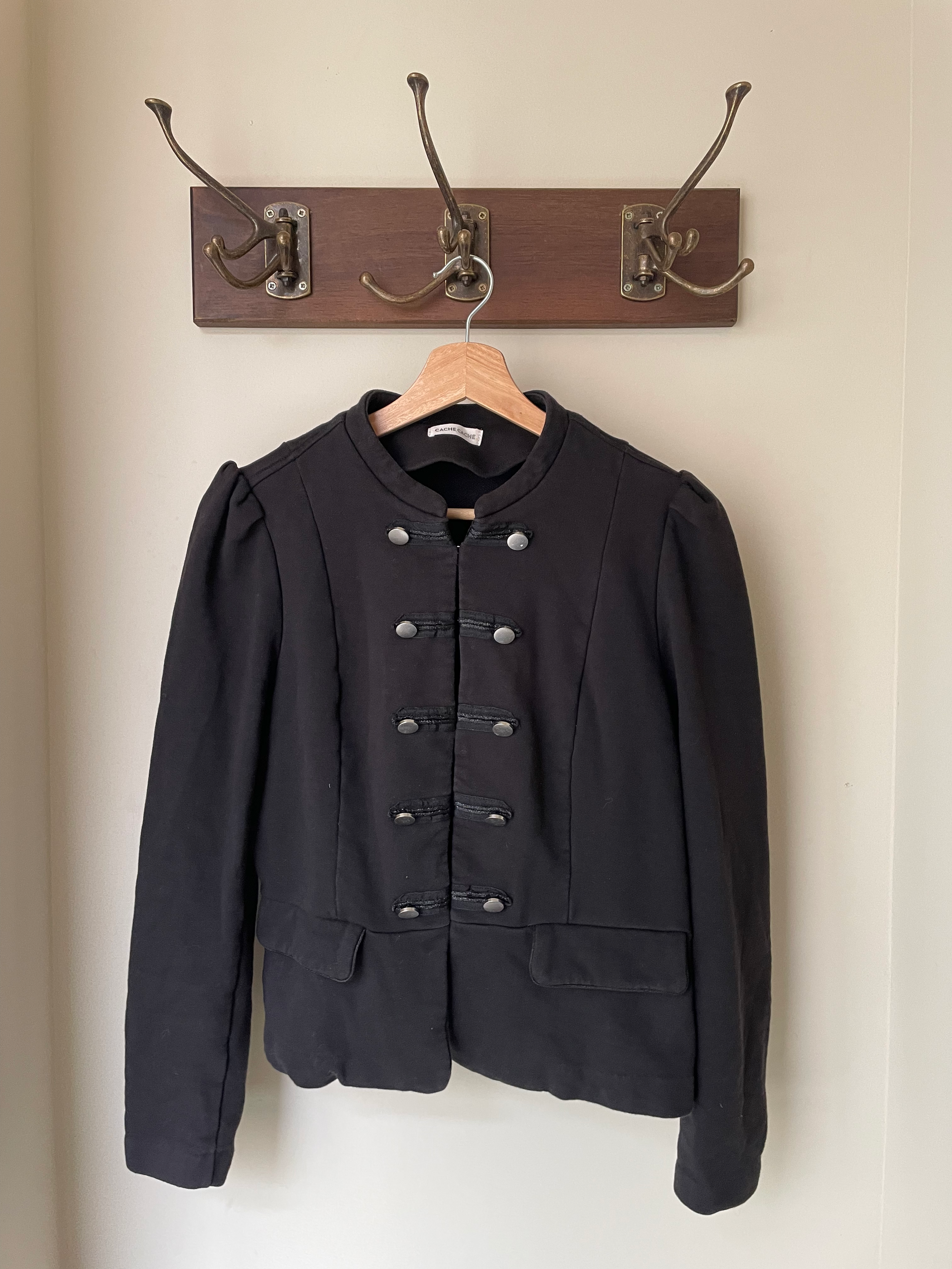 Black Military-Inspired Cropped Jacket