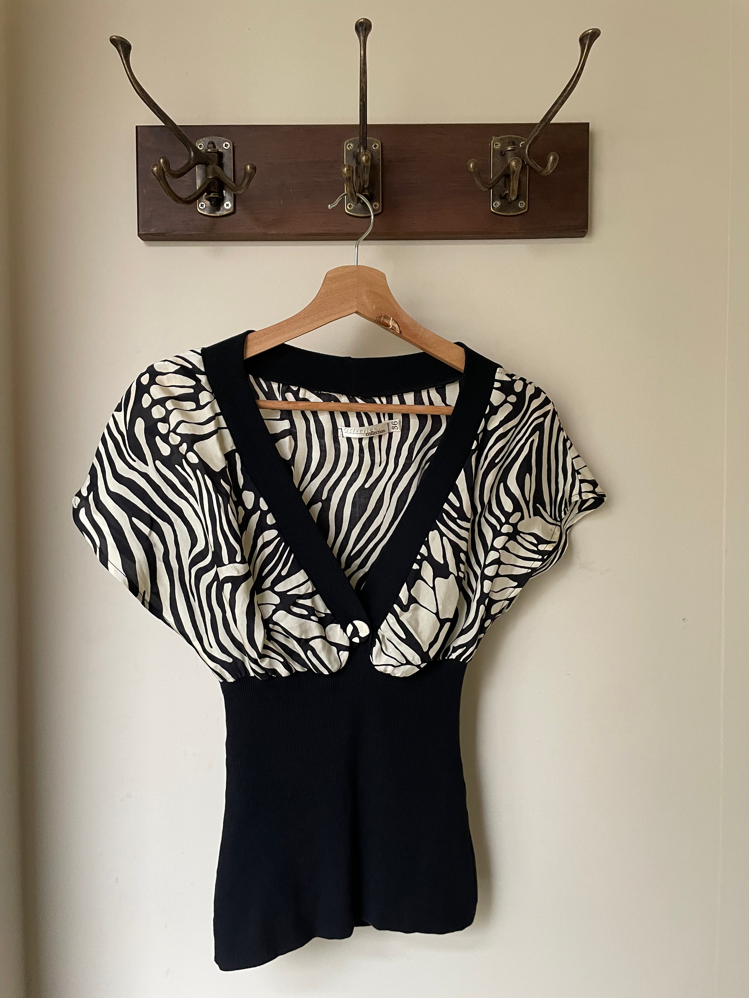 Zebra Print V-Neck Top