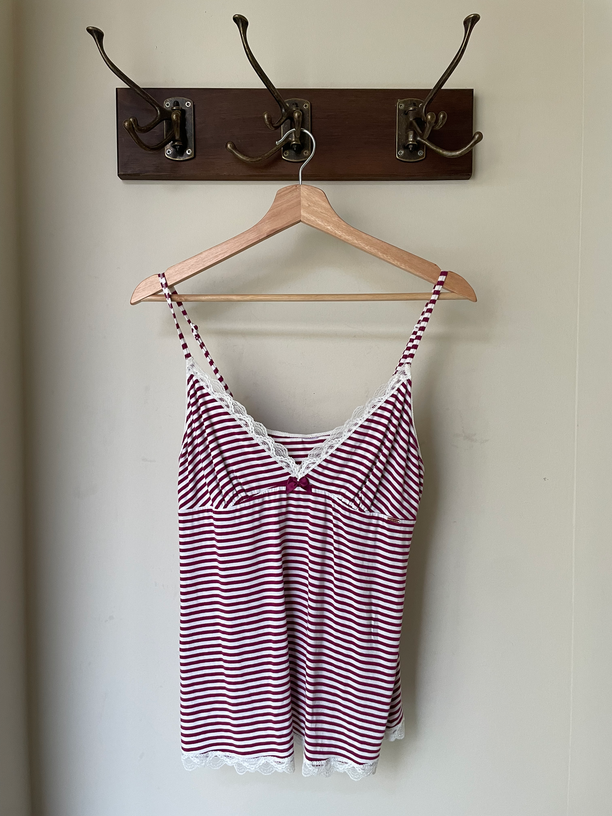 Striped Lace-Trim Camisole Top