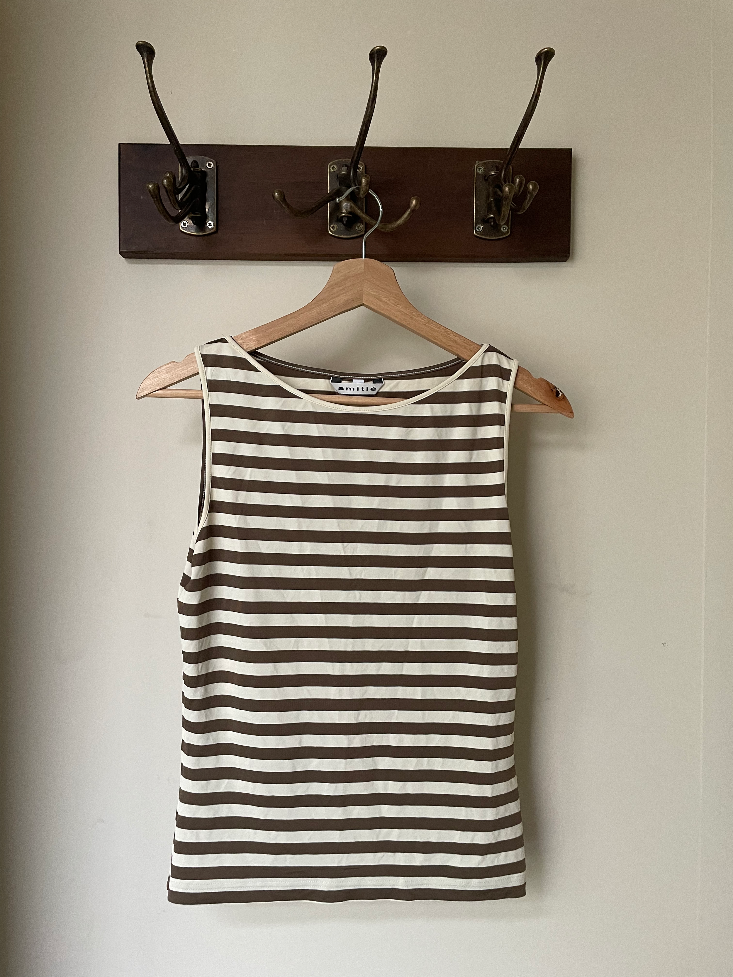 Brown & Cream Striped Tank Top