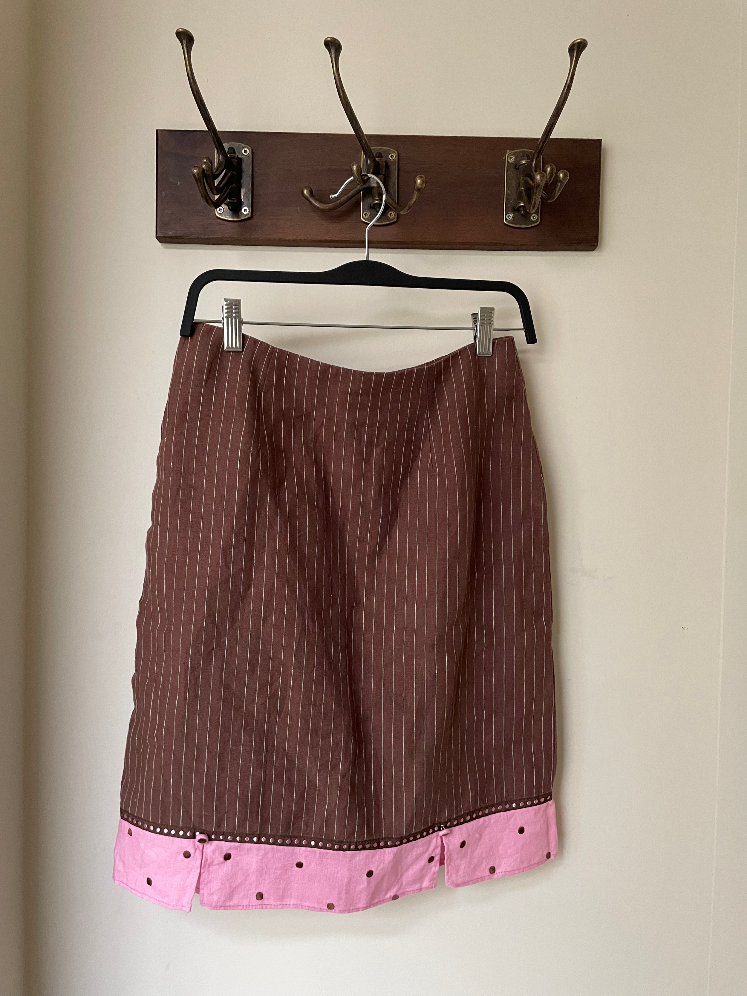 Pinstripe Skirt with Contrast Hem