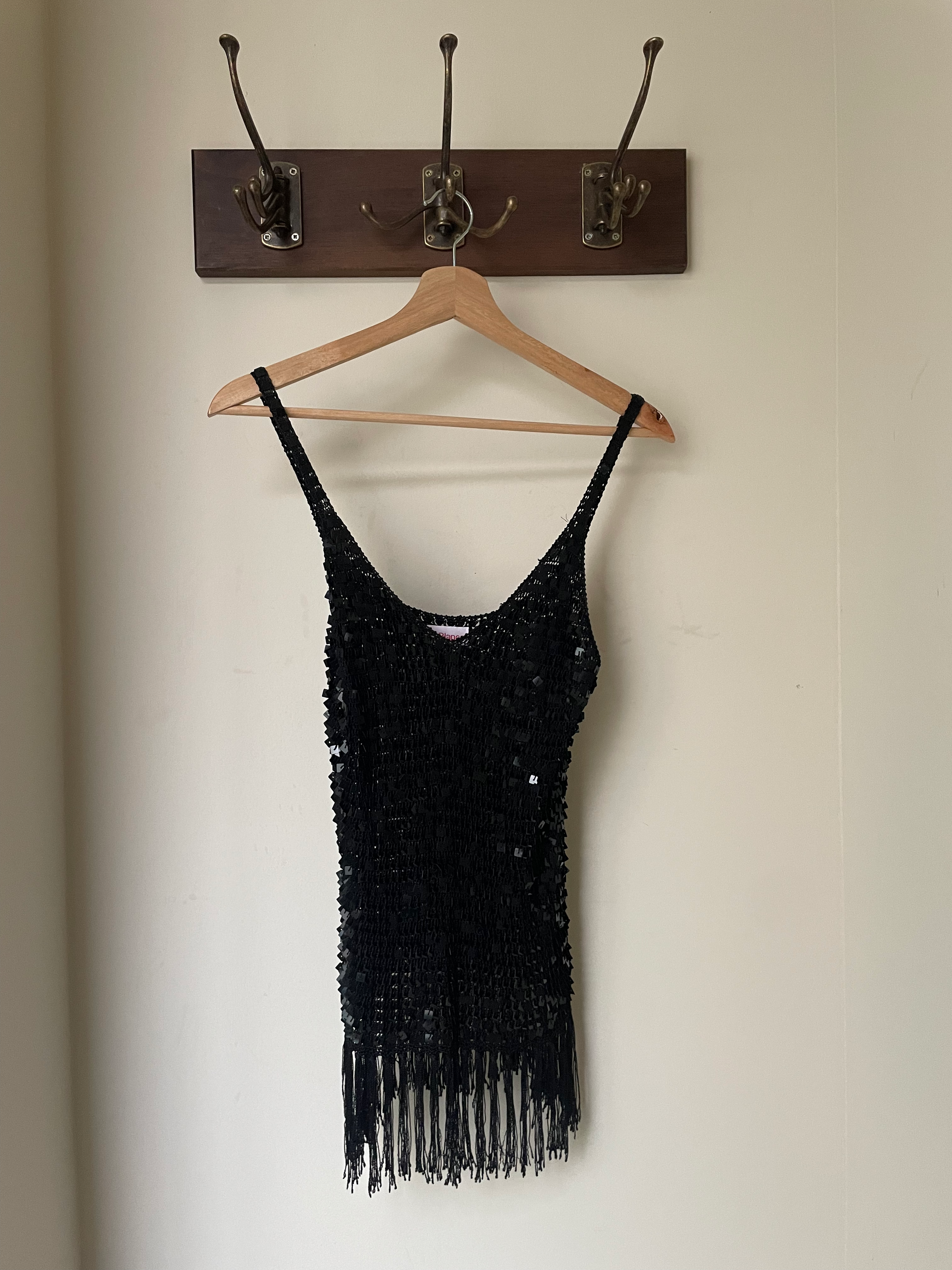 Black Beaded Fringe Top