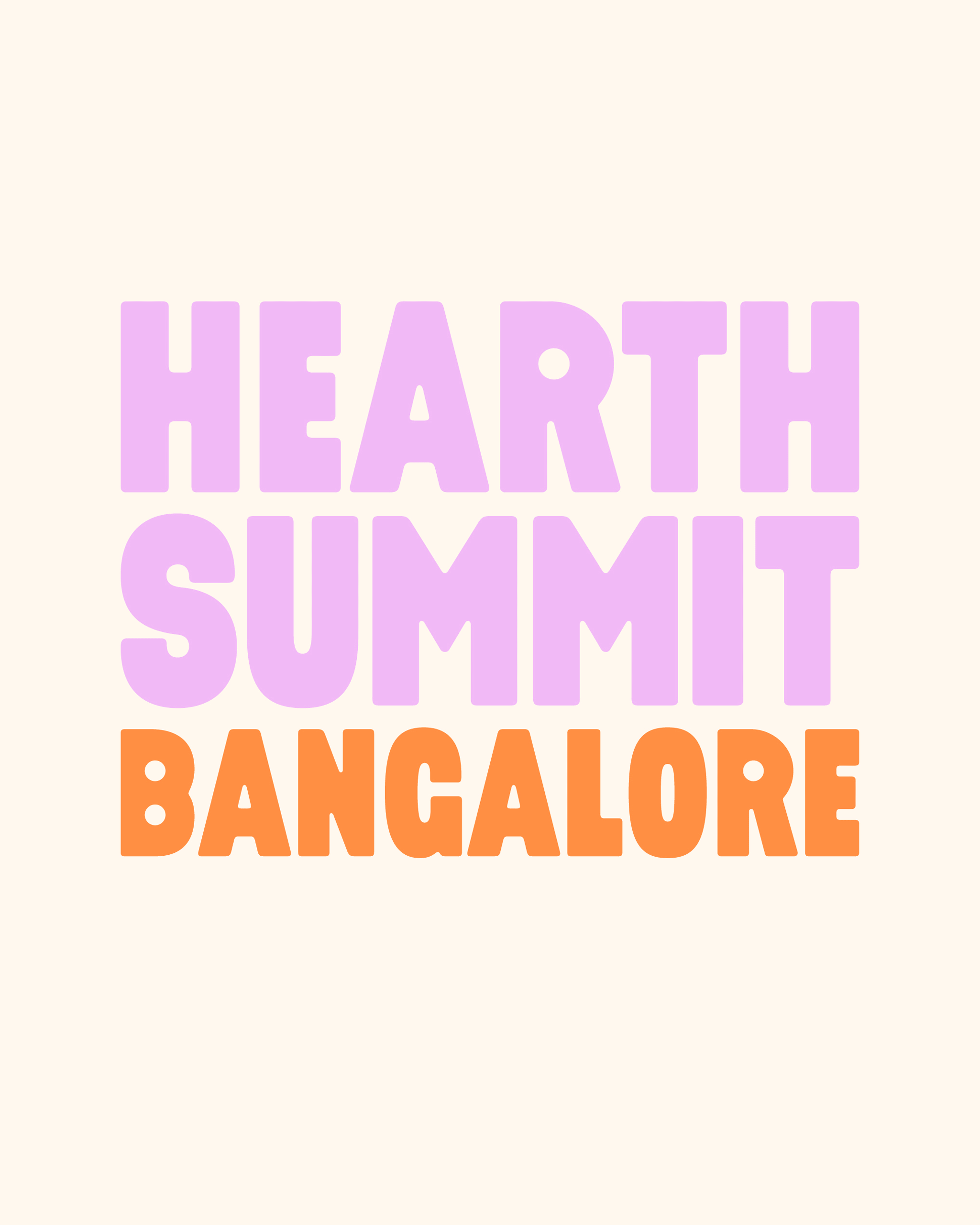 Texte coloré indiquant "Hearth Summit Bangalore" sur un fond clair.