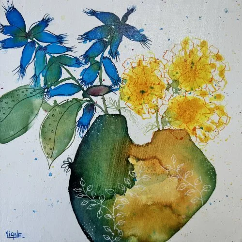 Salvia & Marigold bud Vase
