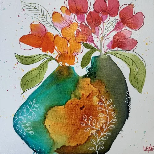 Orange & Red Snapdragon Bud Vase