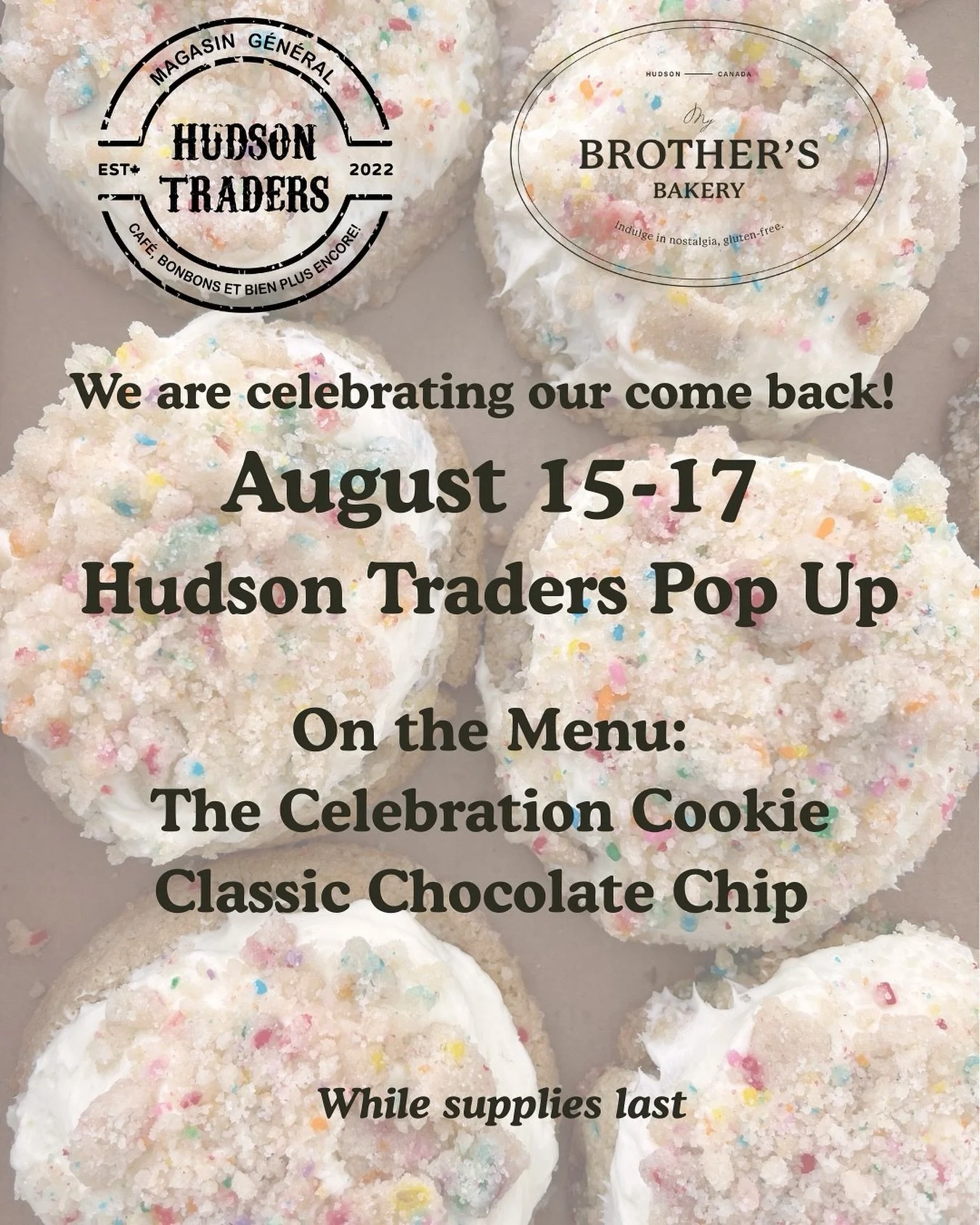 🎉 We&rsquo;re back at Hudson Traders! 🎉
To celebrate our return to one of our fave spots, we&rsquo;re baking up our Celebration Cookie 🎂✨
Grab yours before they&rsquo;re gone&hellip; we can&rsquo;t wait to celebrate our comeback with you! 🥳
📍 Se