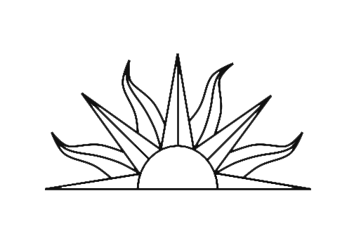 Decorative rising sun brand motif