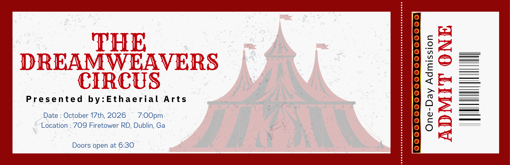 The Dreamweavers Circus OCTOBER 17TH SHOW